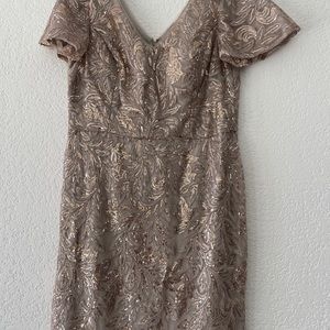 Alex Evenings Women's Long V Neck Fit and Flare Dress